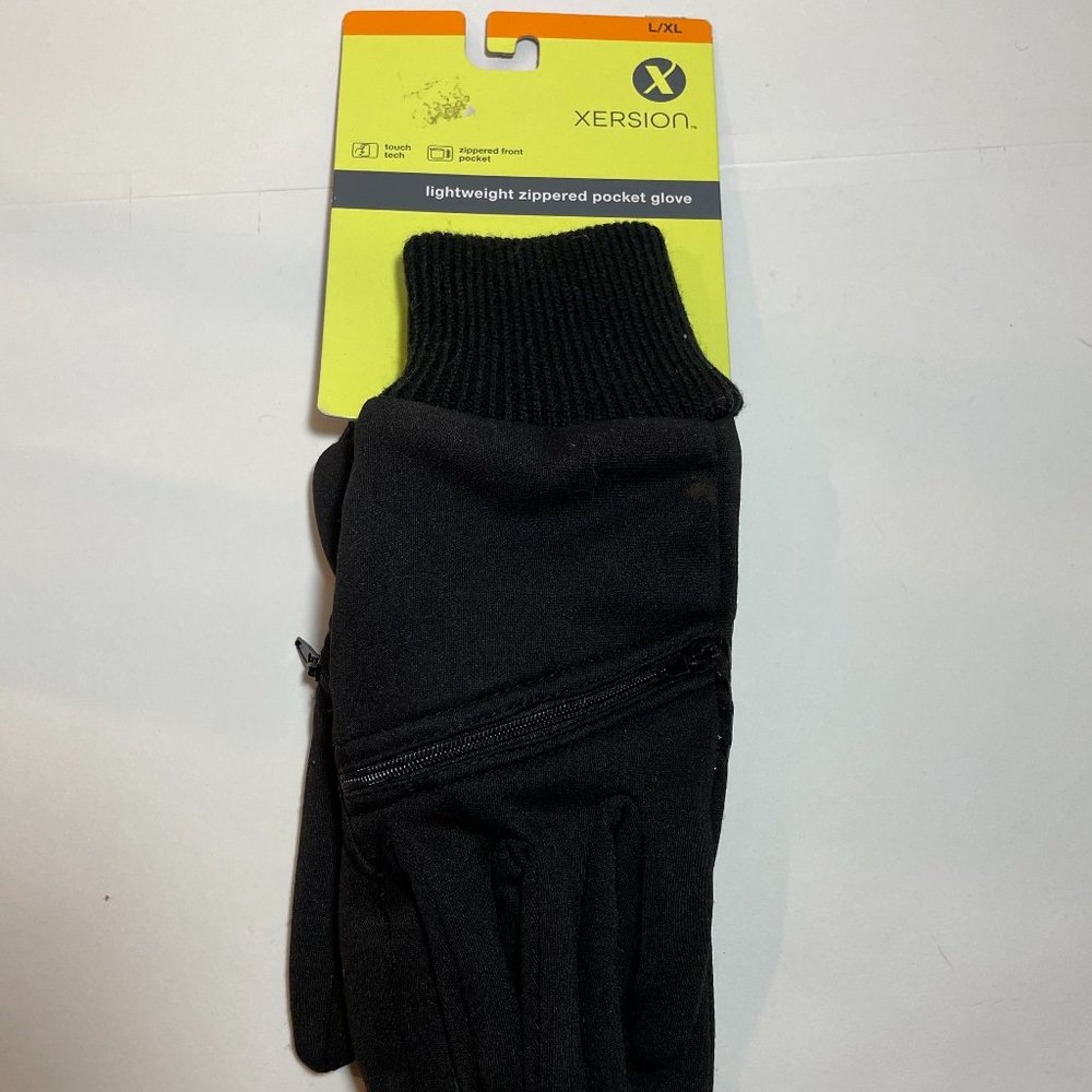 Xersion Lightweight Zippered Pocket Glove Ruberized Grip sz L/XL NWT